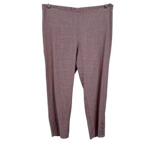 J. Jill Linen Stretch Pull On Cropped Pants Button Hem‎ Pale Pink Large Petite